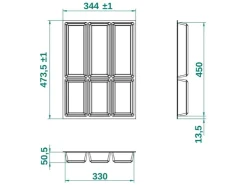 SOTECH Besteckkästen<ORGA-BOX III Besteckeinsatz 450 mm Höhe 55 mm Für Nobilia Ab 2013 Pronorm und Brigitte Küchen