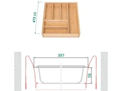 SOTECH Besteckkästen<ORGA-BOX III Buche Besteckeinsatz 500 mm Höhe 56 mm Für Nobilia Ab 2013 Pronorm und Brigitte Küchen
