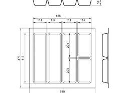 SOTECH Besteckkästen<ORGA-BOX I Mehrzweckeinsatz Besteckeinsatz 519 x 50 x 473 mm Lavagrau Für Blum 60er Korpusbreite