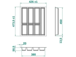 Hot SOTECH ORGA-BOX IV UNIVERSAL Besteckeinsatz 500 mm Höhe 53 mm Schubkasteneinsatz Besteckeinteilung