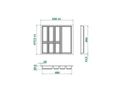 SOTECH ORGA-BOX IV UNIVERSAL Besteckeinsatz 600 mm Höhe 53 mm Schubkasteneinsatz Besteckeinteilung