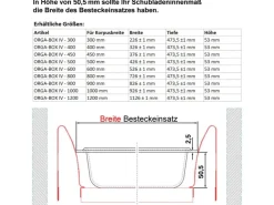 SOTECH ORGA-BOX IV UNIVERSAL Besteckeinsatz 600 mm Höhe 53 mm Schubkasteneinsatz Besteckeinteilung