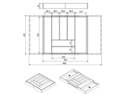 Hot SOTECH ORGA-BOX UNIVERSAL Besteckkasten Aus Bambus Verstellbar Für Schrankbreite 700 - 900 mm Höhe 65 mm bis 9 Fächer