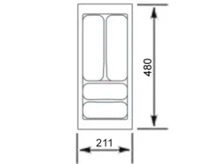 Online Orga-Box VIII Besteckeinsatz 211 x 480 x 55 mm Lavagrau mit Perlstruktur Für 30er Schränke in Häcker Küchen Besteckkästen