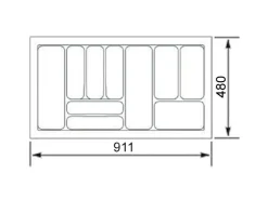 SOTECH Besteckkästen<Orga-Box VIII Besteckeinsatz 911 x 480 x 55 mm Lavagrau mit Perlstruktur Für 100er Schränke in Häcker Küchen