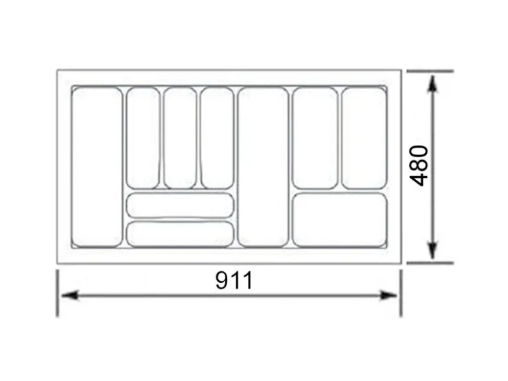 SOTECH Besteckkästen<Orga-Box VIII Besteckeinsatz 911 x 480 x 55 mm Lavagrau mit Perlstruktur Für 100er Schränke in Häcker Küchen