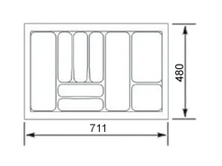 Discount Orga-Box VIII Besteckeinsatz 311 x 480 x 55 mm Lavagrau mit Perlstruktur Für 40er Schränke in Häcker Küchen Besteckkästen