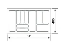 SOTECH Besteckkästen<Orga-Box VIII Besteckeinsatz 811 x 480 x 55 mm Lavagrau mit Perlstruktur Für 90er Schränke in Häcker Küchen