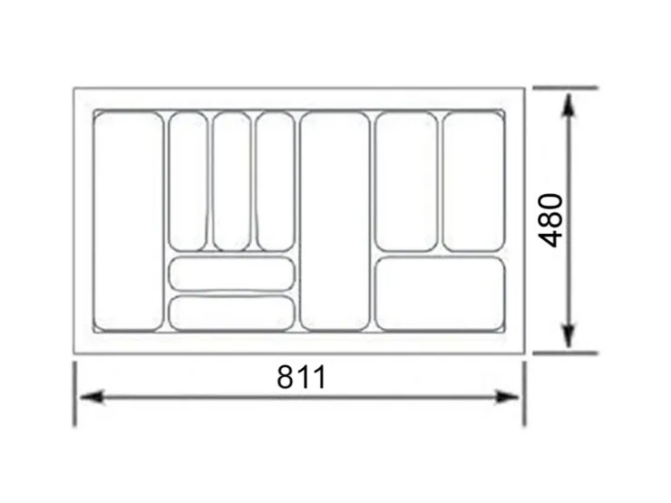 SOTECH Besteckkästen<Orga-Box VIII Besteckeinsatz 811 x 480 x 55 mm Lavagrau mit Perlstruktur Für 90er Schränke in Häcker Küchen
