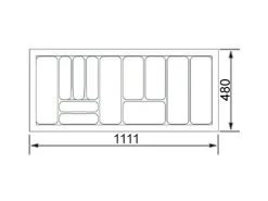 SOTECH Besteckkästen<Orga-Box VIII Besteckeinsatz 1111 x 480 mm Champagner mit Perlstruktur Für 120er Schränke in Häcker Küchen