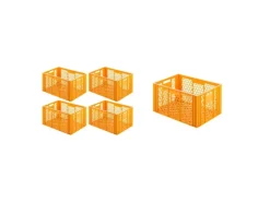 Outlet PROREGAL SparSet 5 x Eurobehälter Bäcker- und Konditorenkasten HxBxT 34,9 x 40 x 60 70 Liter Gelb-Orange Brötchenkiste Sstapelbare Bäckerkiste