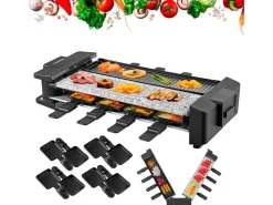Discount STEINBORG SB-2220 Raclette Grill für 8 Personen mit Teilbarer Kombinierter Grillfläche 1500 Watt