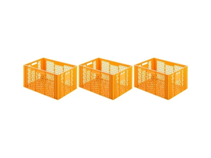 Clearance SuperSparSet 3 x Eurobehälter Bäcker- und Konditorenkasten HxBxT 34,9 x 40 x 60 70 Liter Gelb-Orange Brötchenkiste Sstapelbare Bäckerkiste Vorratsdosen|Vorratsbehälter