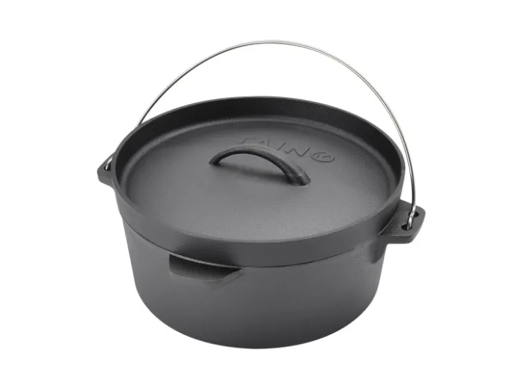 Clearance TAINO Dutch Oven 4L Gusseisen Feuertopf Deckelheber Grillzubehör Dopf