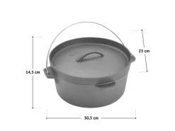 Clearance TAINO Dutch Oven 4L Gusseisen Feuertopf Deckelheber Grillzubehör Dopf