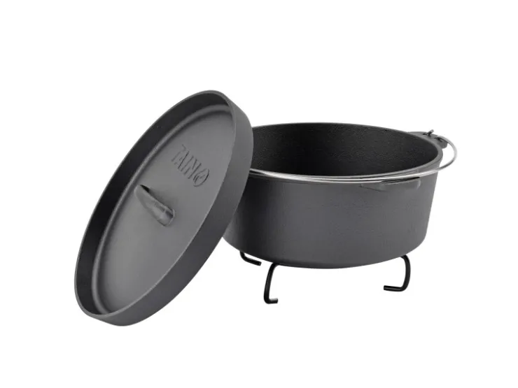 Clearance TAINO Dutch Oven 4L Gusseisen Feuertopf Deckelheber Grillzubehör Dopf