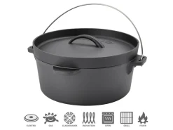 Clearance TAINO Dutch Oven 4L Gusseisen Feuertopf Deckelheber Grillzubehör Dopf