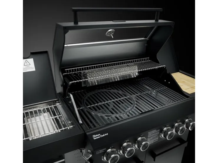 TAINO Schneidebretter<Platinum Yamara Dark 4+2 Gasgrill Stahl 4 Brenner Sear-Burner Backburner