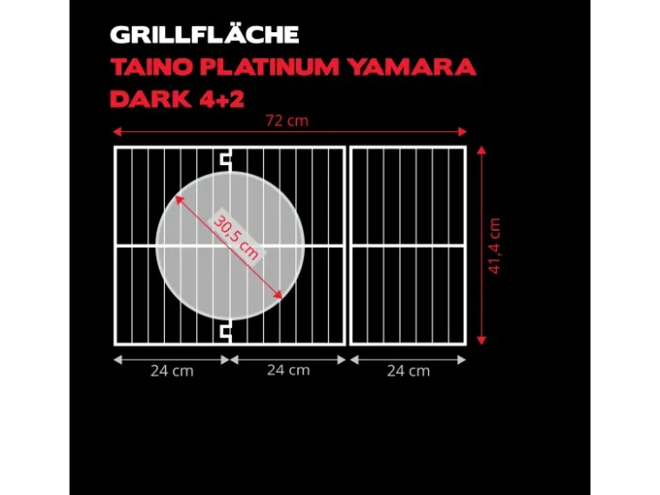 TAINO Schneidebretter<Platinum Yamara Dark 4+2 Gasgrill Stahl 4 Brenner Sear-Burner Backburner