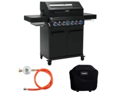 Outlet TAINO Platinum Yamara Dark 4+2 Set Mit Haube Gasgrill Stahl 4 Brenner Sear-Burner Backburner