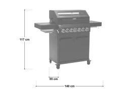 Outlet TAINO Platinum Yamara Dark 4+2 Set Mit Haube Gasgrill Stahl 4 Brenner Sear-Burner Backburner