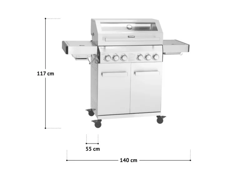 New TAINO Platinum Yamara 4+2 Gasgrill Set mit Haube Edelstahl 4 Brenner Sear-Burner Backburner