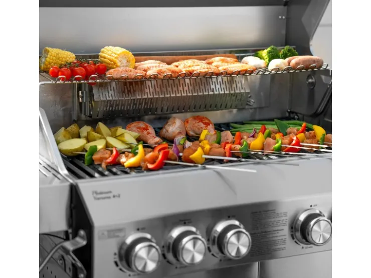 New TAINO Platinum Yamara 4+2 Gasgrill Set mit Haube Edelstahl 4 Brenner Sear-Burner Backburner