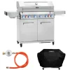 Platinum Yamara 6+2 Set Mit Haube Gasgrill Edelstahl 6 Brenner Sear-Burner Backburner Schneidebretter