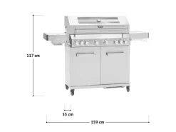 Platinum Yamara 6+2 Set Mit Haube Gasgrill Edelstahl 6 Brenner Sear-Burner Backburner Schneidebretter
