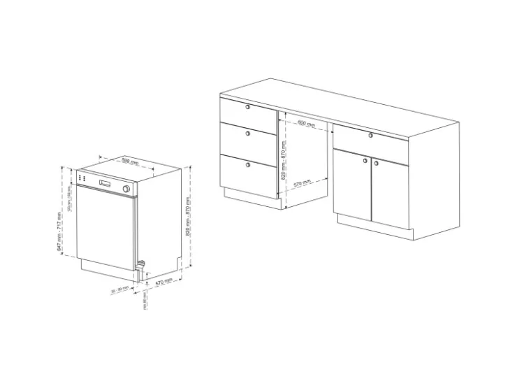 Discount Telefunken Geschirrspüler 60 cm Teilintegrierbar Einbau Spülmaschine 12 Maßgedecke 6 Programme AquaStop GET6012DI