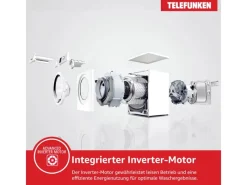 Waschmaschine 8kg 1400 U/Min. Inverter Motor AquaStop 15 Programme W-8-1400-A-W weiß Waschmaschinen
