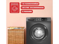 Outlet Waschmaschine 7kg Frontlader 1400 U/Min Inverter Motor AquaStop Schontrommel Dark Inox W-7-1400-A-DI Waschmaschinen