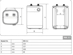 Obertischspeicher druckfest 15 Liter DS15O Warmwasserspeicher