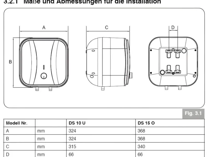 Online Untertischspeicher druckfest 5 Liter DS5U Warmwasserspeicher