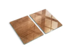 Best Tulup Herdabdeckplatte SET aus 2 Stück 40x52 cm Glas-Servierbrett Küchenutensilien Schutzplatte Spritzschutz Holz Herdabdeckungen