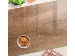 Best Tulup Herdabdeckplatte SET aus 2 Stück 40x52 cm Glas-Servierbrett Küchenutensilien Schutzplatte Spritzschutz Holz Herdabdeckungen