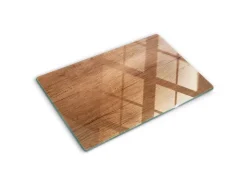 Best Tulup Herdabdeckplatte 80x52 cm Schneidebrett Glas Schutzplatte Küchenutensilien Spritzschutz Abdeckung Holz Braun