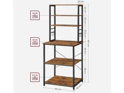 Discount Vasagle Küchenregal 40 cm x 60 cm x 167 cm Braun-Schwarz Küchenregale|Schneidebretter