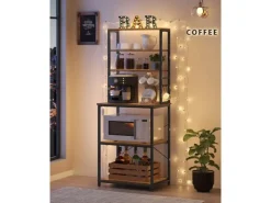 Discount Vasagle Küchenregal 40 cm x 60 cm x 167 cm Braun-Schwarz Küchenregale|Schneidebretter