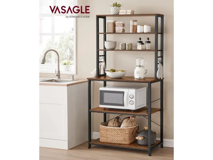 Küchenregale|Schneidebretter<Vasagle Küchenregal 6 Ebenen und 6 Haken 40 cm x 80 cm x 167 cm Braun-Schwarz