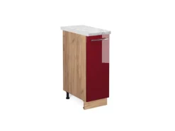 Vicco Apothekerschrank Fame-Line Bordeaux Hochglanz/Goldkraft Eiche 30 cm AP Marmor Einbauküchen