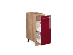 Vicco Apothekerschrank Fame-Line Bordeaux Hochglanz/Goldkraft Eiche 30 cm AP Marmor Einbauküchen