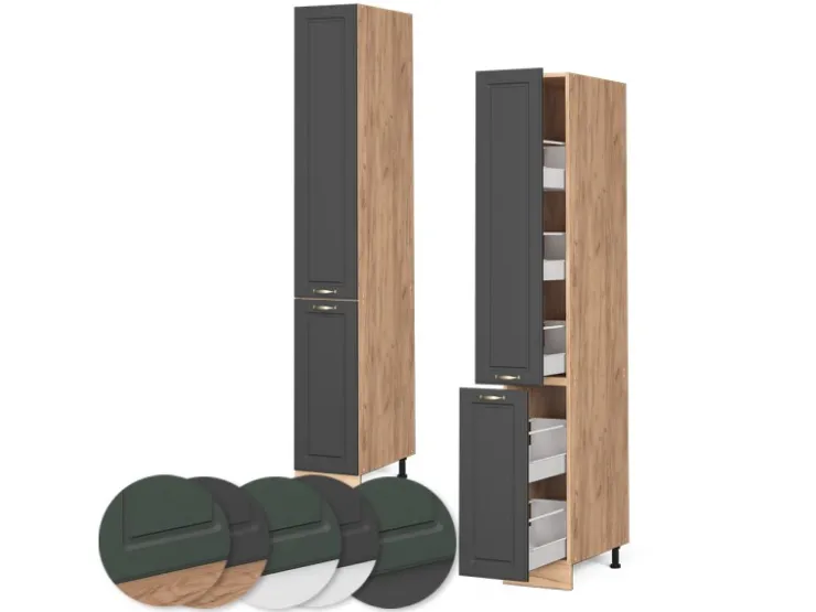 Hot Vicco Apothekerschrank Fame-Line Hochglanz/Goldkraft Eiche 30 cm ohne Arbeitsplatte Küchenschränke