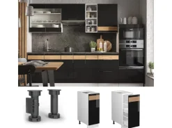 Best Vicco Apothekerschrank Fame-Line Schwarz-Eiche Hochglanz/Weiß 30 cm ohne Arbeitsplatte Eiche Dunkel