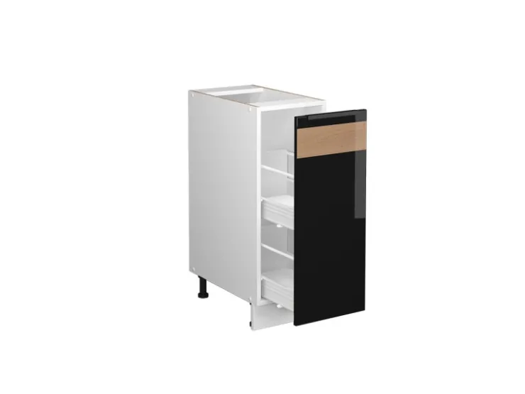 Best Vicco Apothekerschrank Fame-Line Schwarz-Eiche Hochglanz/Weiß 30 cm ohne Arbeitsplatte Eiche Dunkel