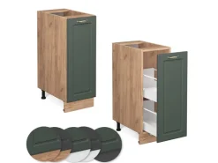 Küchenschränke<Vicco Apothekerschrank Fame-Line Grün-Gold Landhaus/Goldkraft Eiche 30 cm AP Eiche Dunkelgrün