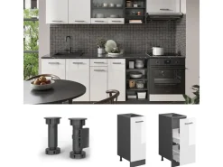 Vorratsbehälter<Vicco Apothekerschrank R-Line Medizinschrank für die Küche Hochglanz/Anthrazit AP Marmor Weiß