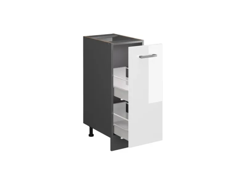 Vorratsbehälter<Vicco Apothekerschrank R-Line Medizinschrank für die Küche Hochglanz/Anthrazit AP Marmor Weiß