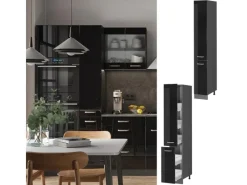 Outlet Vicco Apothekerschrank R-Line Medizinschrank für die Küche Schwarz Hochglanz/Anthrazit 30 cm Küchenschränke