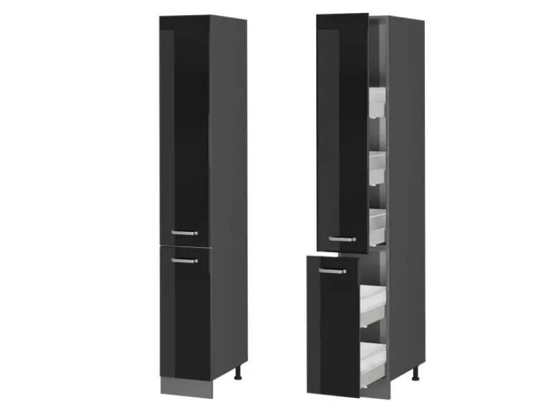 Outlet Vicco Apothekerschrank R-Line Medizinschrank für die Küche Schwarz Hochglanz/Anthrazit 30 cm Küchenschränke